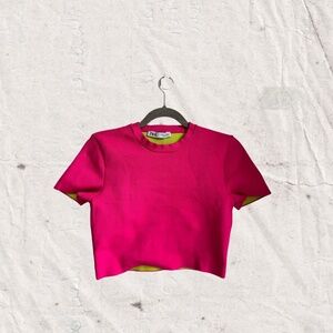Zara Hot Pink Cropped Tee